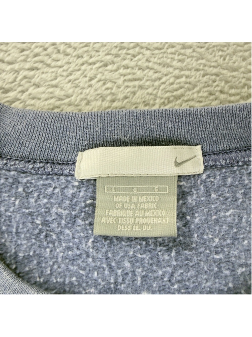 Vintage Nike Men's Size Large Reworked Blue Retro Fleece Crewneck Sweater - Picture 2 of 11